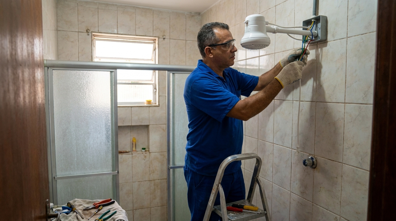 Substituição de Chuveiro Antigo em Sorocaba‑SP